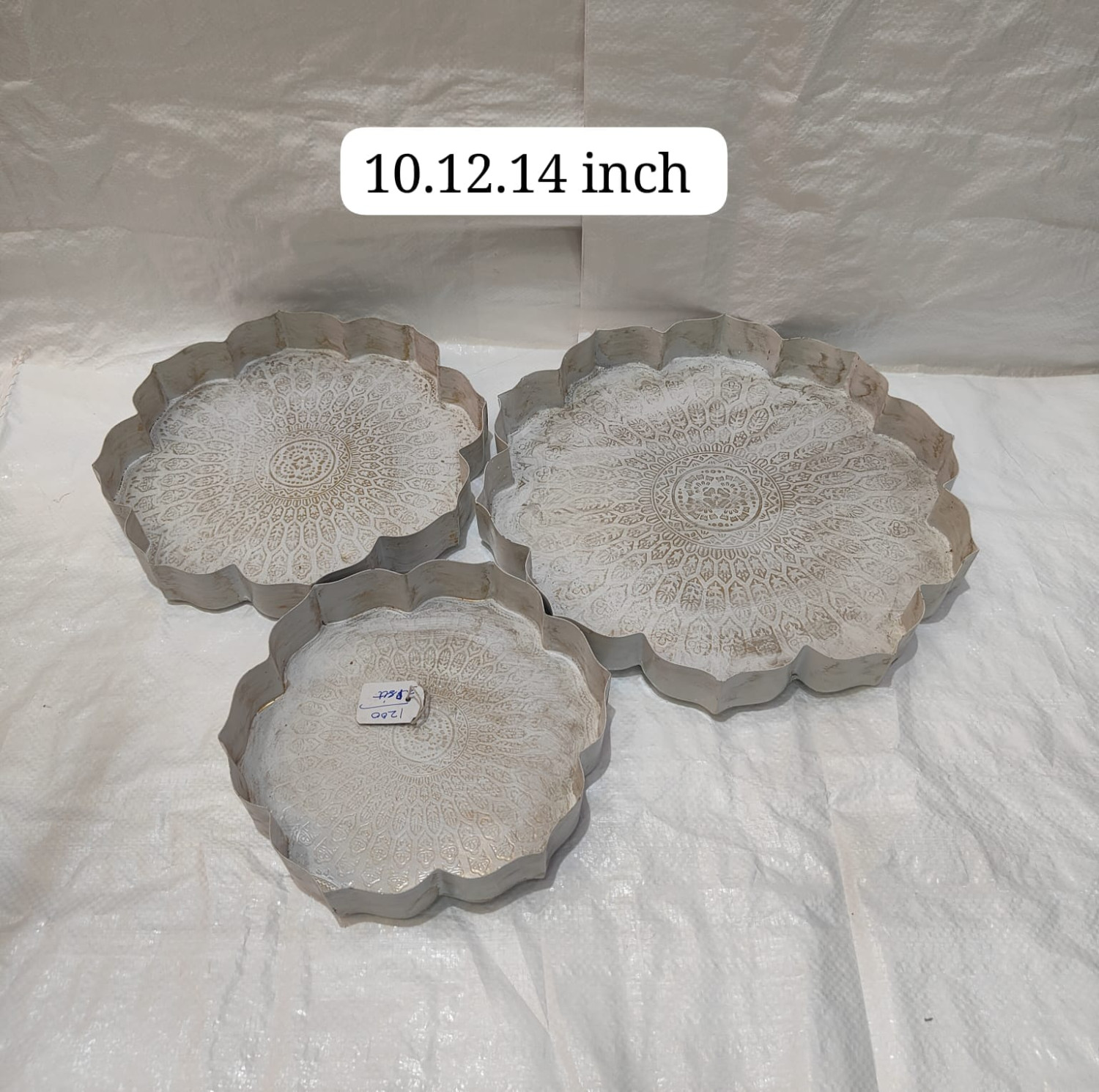 silver floral thali